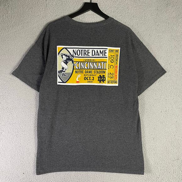 Champion Notre Dame vs. Cincinnati Gameday T-Shirt XL Gray 2021 College Football - Picture 7 of 9
